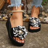 Fashion Leopard Print Wedges Sandals Women Lightweight Thick Sole Beach Slippers Woman Plus Size 42 Non Slip Summer Sandles