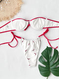 2026 New Glamorous White and Red Bikini with Unique Bow Design Perfect for Summer Beachwear Pool Parties Beach Vacation