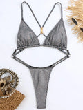 PU Leather Extreme Mini String Thong Monokini Cross Backless Women Swimwear One Piece Swimsuit Female High Cut Bathing Suit Swim