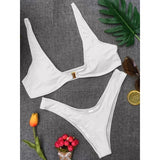 Sexy Backless Bikini Set Swimwear Women Solid Split Bathing Suit Bikini Push Up Summer 2025 New Beach Vacation Two Piece Sets
