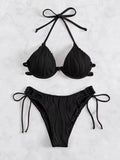 2026 Halter String Bikini Solid Push Up Swimsuit Women Sexy Swimwear Female Bathers Bathing Swimming Swim Suit Beachwear