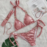 Glossy Sexy Bikinis 2026 Swimsuit With Rhinestones Women Swimwear Female Push Up Bikini Beach Swim Wear Bathing Suit Pool Bather
