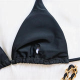 Metal Ring Halter Scrunch Butt Thong Bikini Women Swimwear Female Swimsuit Two-Pieces Bikini Set Bather Bathing Suit Swim V4391