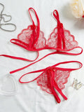 V-Neck Lace Floral Fashion Design Lingerie Set, Couple Date, Halloween, Christmas, Valentine's Day, Girlfriend Gift