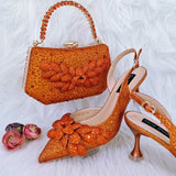 Doershow African fashion Italian Shoes And Bag Sets For Evening Party With Stones green Italian Handbags Match Bags!   HFG1-3