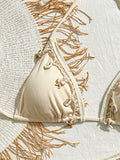 Shell Decoration Halter String Strappy Bikini Women Swimwear Female Swimsuit Two-pieces Bikini Set Ribbed Bathing Suit Swim Lady