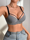 Daily Plaid Women's Bra Push up Underwire Seamless Underwear Stylish Strappy Cross Wide Shoulder Straps Women Lingerie