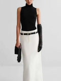 2026 New Urban Female Stylish Selection Black White Elegant Straight Skirts Summer High Waist Long Skirts For Women RMF8