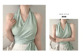 Women Blouses Slim Fit V-neck Lace Up Open Stitch Versatile Sleeveless Top For Female Chiffon Tops Summer Fashion PPAY