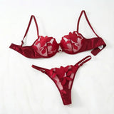 Transparent Floral Two Pieces Exquisite Lace Lingerie Set Ultrathin Bra Briefs Set Solid Exotic Lingerie For Ladies 23171A