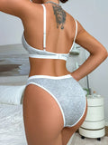 Women's thin without steel ring lifting and gathering gray sexy ultra short underwear triangle underwear set YS2731