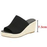 2024 Big Size 43 Women's Comfy Walking Wedge Espadrilles Sandals Summer Leisure Round Toe Platform Ankle Strap Shoes