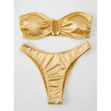 New Sexy Bandeau Strapless Bikini Female Swimsuit Women Swimwear Two-pieces Bikini set Padded Bather Bathing Suit Swim V4647D