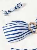 2026 Bandeau Bikinis Women Striped Padded Swimwear Female Sexy Swimsuit Solid Bathers Bathing Swimming Swim Suit Beachwear