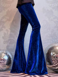new European and American high-waisted slim shiny silver drape gold velvet bell-bottom casual pants