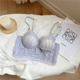Sexy Lolita Bra Set for Women Wireless Push Up Bralette Lace Sexy Lingerie Set for Small Bust Gathering No Underwire MOYISU S-XL