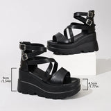 Super High Heel Women Sandals  Inner Height Increase Wedge Sandals for Women Peep-toe Platform High Heeled Sandals Sandalias