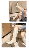 Pointed Toe Women High Boots Fashion Side Zippers Long Booties Ladies Elegant Party High Heel Shoes Winter Women's Footwear