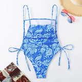 2026 Floral String One Piece Swimsuit Backless Sexy Swimwear Women Bathing Suit Female Swimming Summer Beachwear Bodysuit