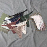 New Sexy Pink  Women's Underwear Low-Waisted Sexy Thong Attractive Breathable Women Panties Bra Rhinestone Fashion  Comfort Br