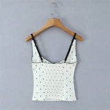 Sexy Polka Dot Camisole For Women Niche Lace Collar Slim-fit Outerwear Suitable For Seaside Vacations Elegant Charming 9B81