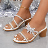 WomenSandals Summer New Open Toe Fashion Sandals Square Heel Dressy Party Sandal