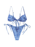 Trendy Women s Two-Piece Swimsuit Stylish Floral Butterfly Geometric Camouflage Print Bikini Set with Lace-Up Back Detail