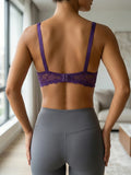 French Women's Lace Trim Push Up Bra Sexy Mesh Underwire Underwear Comfy Thin Padding Floral Lace Lingerie Bra