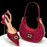 doershow Italian Shoes And Bag Sets For Evening Party With Stones Italian Leather Handbags Match Bags!  HFG1-21