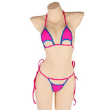 DEKA Summer Women Mini Micro Bikin Set Hollow Out Swimsuit Minimal Cover Halter Neck Self-tie Bra Top G-String Briefs Swimwear