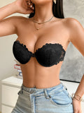 Lace Strapless Women Bra Sexy Front Clasp Push Up Bra Invisible Non-Slip Fashion Lace Bra Women
