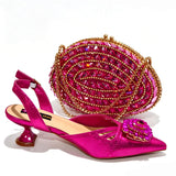 Doershow nice African Shoes And Bag Matching Set With silver Hot Selling Women Italian Shoes And Bag Set For Wedding HGY1-1