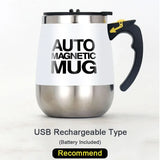 New Self Stirring Coffee Mug USB Rechargeable Stainless Steel Auto Mixing Blender Cup for Home Office Christmas Birthday Gift
