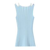 Women's Fashion Internet Celebrity V-Neck Sexy Fake Two-Piece Knitted Vest Top For Woman Pure Desire Casual Elegant U3C0