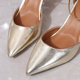 Fashion Gold Pointed Toe Thin Heel Pumps Women 2025 Plus Size 35-42 Ankle Bukle Pumps Woman Party Wedding High Heel Shoes Female