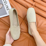 Spring and Autumn Flat Shoes Fashion Leisure Women's Flat Shoes Square Toe Knitting Elastic Comfortable Slip-on Boutique Shoes
