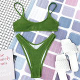 7 Color Sexy Padded Wrinkled Crinkled Bikini Women Swimwear Female Swimsuit Two-Pieces Bikini Set Bather Bathing Suit Swim V3032