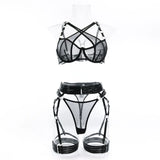 Toucheart Sexy Floral Embroidery Underwear Steel Ring Bra Lace Mesh Sexy Webbing Hollow Waistband Hanging Erotic Lingerie Suit