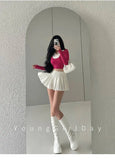 WOMENGAGA Fahsion Women Skorts Spicy Girl Sexy High Waist SlimA-LINE Pleated Skirt Half Body Short Skirt Sweet Korean Style 8NDZ