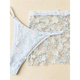 S - XL Three-pieces Bikini set With Skirt Flowers Sequins Bikini Female Swimsuit Women Swimwear Bather Bathing Suit Swim V7864
