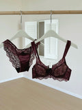 Sexy French Lace U-Back Minimizer Bra Set for Large Bust | Push Up Anti-Sagging Deep V Bralette | Summer Bestseller MOYISU Panty