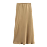 Foridol Autumn Winter Burgundy Satin Skirt Women Party Silk Skirt High Waist Straight Long Faldas Mujer Christmas Skirt