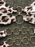 Metal Rings Leopard Brazilian Bikini Women Swimwear Female Swimsuit Two-piece Bikini set Thong Bather Bathing Suit Swim V1441