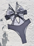 sexy push up glitter grey backless swimsuit one piece underwire hollow bikini swimwear bodysuits women biquini bathing suits