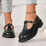 Vinatge T-Strap Med Heels Mary Jane Shoes Women Korean Buckle Strap Pu Leather Pumps Woman British Style Platfrom Student Shoes