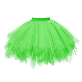 Women Skirt A-line Big Swing Multi-layered Candy Color High Elastic Waist Fluffy Gauze Dancing Performance Short Pleated Skirt