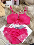 MOYISU Push Up Bra for Small Bust - French Chic Lace Bralette Set, Wireless Comfort Support Anti-Sag Underwear for Petite Women