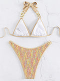 Shiny Sequins Bikinis 2025 Metal Chains Bikini Women Swimwear Female Swimsuit Two-pieces Bikini Set Bathing Suit Swim Beach Wear
