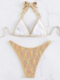Shiny Sequins Bikinis 2025 Metal Chains Bikini Women Swimwear Female Swimsuit Two-pieces Bikini Set Bathing Suit Swim Beach Wear