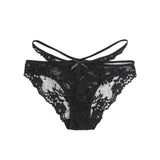 Red Lace Criss Cross Panty for Women See Through Mesh Hollow Out Bow Thong Underwear Plus Size M-3XL